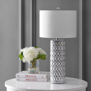 Loop 28.75" Ceramic Modern Column LED Table Lamp - JONATHAN Y